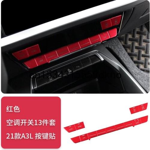 For Audi A3l 2021 Interior Key Decoration Sticker Air Conditioner Switch Metal Protection Sticker