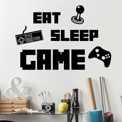 Gamer Wall Decal Eat Sleep Game Wall Decal Controller Video Game Wall Decals Customized for Kids Bedroom Vinyl Wall Art