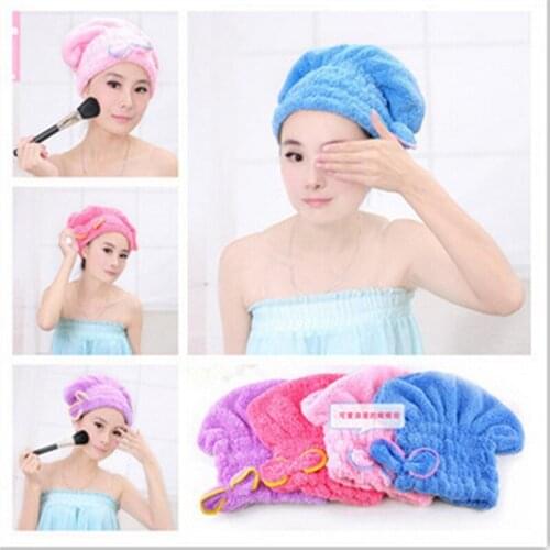 New Womens Girls Ladys Magic Quick Dry Bath Hair Drying Towel Head Wrap Hat Makeup cosmetics Cap Bathing Tool