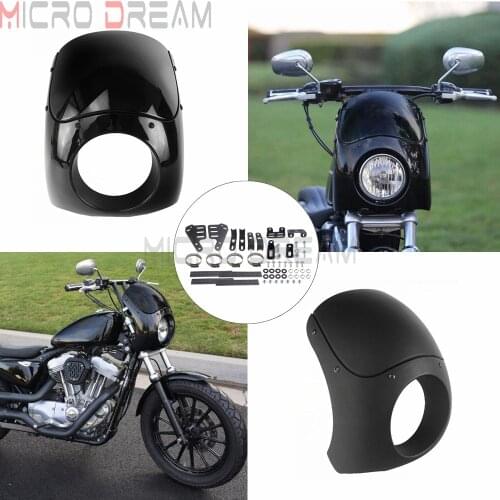 Motorcycle 5.75" Front Headlight Fairing Windshield 35-49mm Fork Tubes For Harley Dyna FXD FXR Sportster XL883 XL1200 Custom
