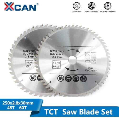 XCAN Multifunction Wood Saw Blade 2pcs 250mm 48T 60T TCT Circular Saw Blade Wood Cutting Disc