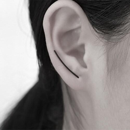 Simple Black Gold Silver Minimalism U-Shaped Earrings For Women Ear Acupuncture Simple T Bar Alloy Stud Earrings For Girl Gift