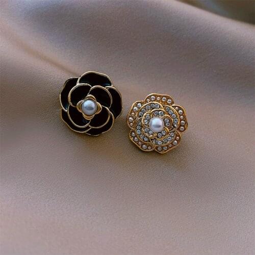 Delicate Rose Flower Stud Earrings For Women Girls Korean Classic Asymmetry Earrings Ear Cuff Fashion Jewelry