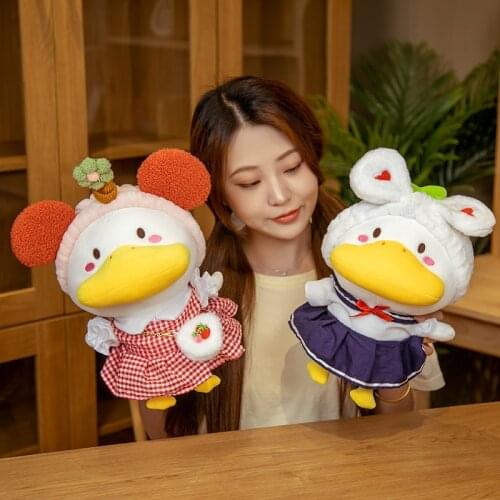 1pc 33cm Kawaii Duck with Clothes Plush Toys Multiple Styles Cute Dressing Duck Pillow Stuffed Dolls for Kids Girl Xmas Gift