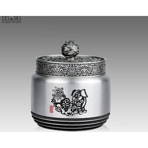 Pure Tin Ash Urn Twelve Chinese Zodiac Casket For Cremation Memorial Tin(Sn) Container