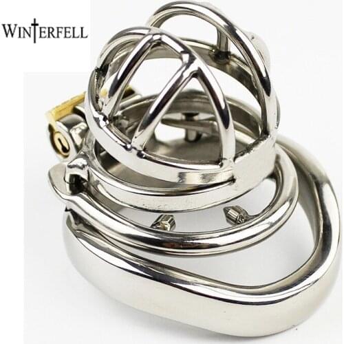 Winterfell Stainless Steel Concealed Lock Spiked Anti-off Ring Cock Cage Mental Penis Lock Male Chastity Device Sex Toys For Men