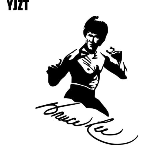YJZT 11.1CM*13.9CM Vinyl Decal Kung Fu Actor Bruce Lee Car Sticker Black/Silver C3-0049