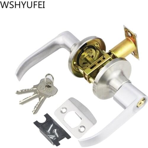 WSHYUFEI Aluminum alloy Bathroom Door Locks Interior Door Handle Lock Security Mute Three-Bar Spherical Lock Household hardware