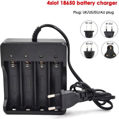 4Slot 18650 Li-ion Battery Charger Portable US EU Plug with short circuit protection for Fashlight 18650 battery Charger