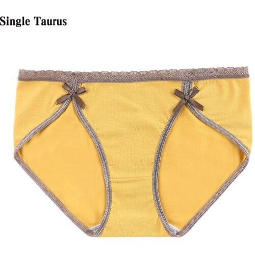 Female Soft Panties Bow Fashion Cute Lenceria Algodon Cotton Solid Color Underwear Women Womens Intimates Store Calzones Mujer