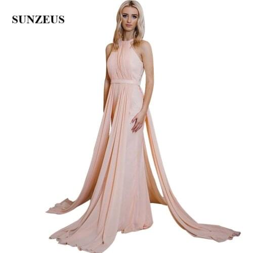 2019 Summer Chiffon Prom Dresses Sheath Sleevesless Long Party Gowns For Women Simple Formal Prom Vestidos