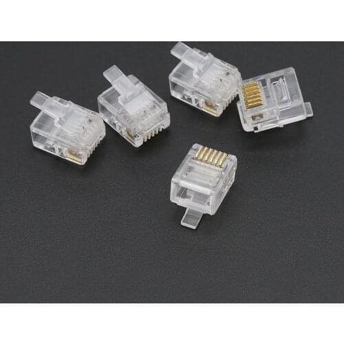 100pcs RJ12 6P6C Modular Cable Head Telephone Connectors Crystal Plugs