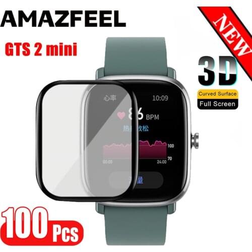 100 Pcs/Pack GTS 2 mini 3D Screen Protector films For Xiaomi amazfit GTS 2 mini Smartwatch Protective film Full Cover GTS2 mini