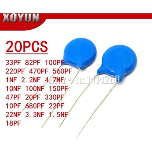 20pcs High voltage Ceramic Capacitor 1KV 33PF 82PF 100PF 220PF 470PF 560PF 1NF 2.2NF 4.7NF 10NF 22NF 100NF 471 222 223 471 103
