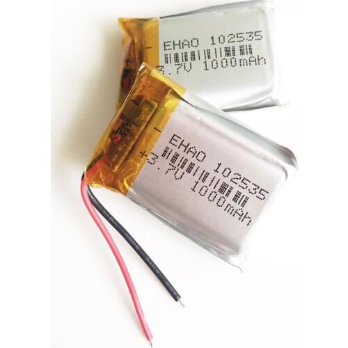 2 x 3.7V 1000mAh 102535 polymer lithium Lipo rechargeable battery for MP3 GPS DVD PAD bluetooth recorder headset e-book camera