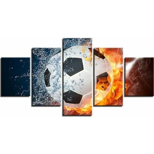 5 Pcs Abstract Football Hot Passion Canvas Pictures Print Wall Art Canvas Paintings Wall Decorations for Living Room Unframe