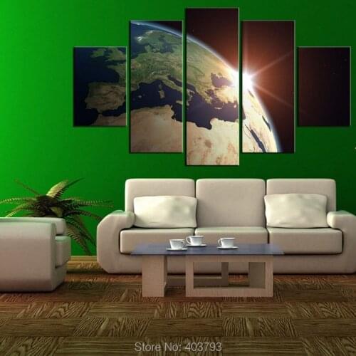 5 Pieces High Definition Posters And Prints Printed Oil Painting Globe Picture Earth Canvas Print For Living Room