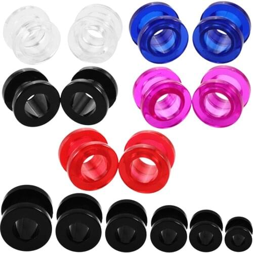 2pcs Arylic Screw Ear Plugs and Tunnels Double Flared Expander Black Ear Plug Gauge Ear Plug Piercing Sexy body jewelry Piercing