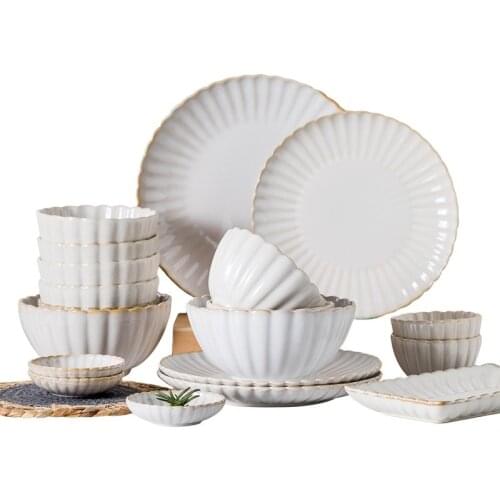 White Ceramic Dinner Plate Set Steak Salad Food Dessert Breakfast Plate Nordic Dishes Plates Coffee Mug Cup Tableware