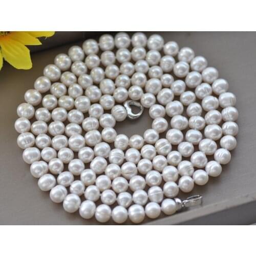 Z10688 17“~50" 10mm White Round Freshwater Pearl Necklace