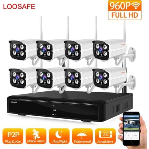 LOOSAFE HDD 960P CCTV 8CH WIFI Camera System Kamera Kit Home NVR wi-fi Audio Record Wireless Security CCTV System