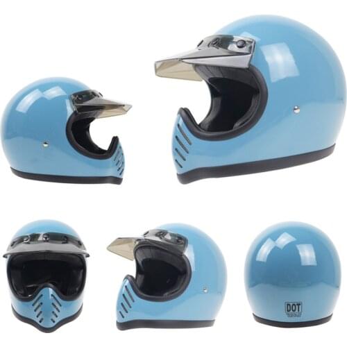 DOT Approved Professional Thompson Vintage Moto-3 Handmade Motorcycle Helmet Full Face Light Weight Fiberglass Shell Cascos