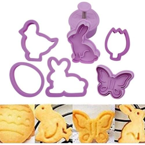 Easter Decor Cookie Molds Eatser Bunny Egg Chick Plastic Cake Baking Tool For Home Kitchen Biscuit Cutter Easter Party Supplies