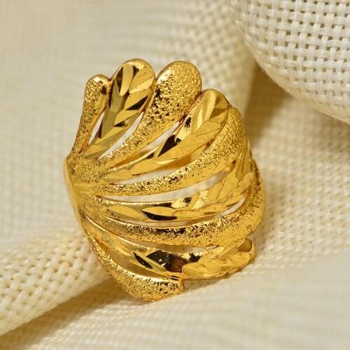 Dubai Ethiopia 5Style flowers Gold Color Ring for Women/Girl Arab Ring Copper Jewelry Middle Eastern Israel/Iraq/Oman/Gift