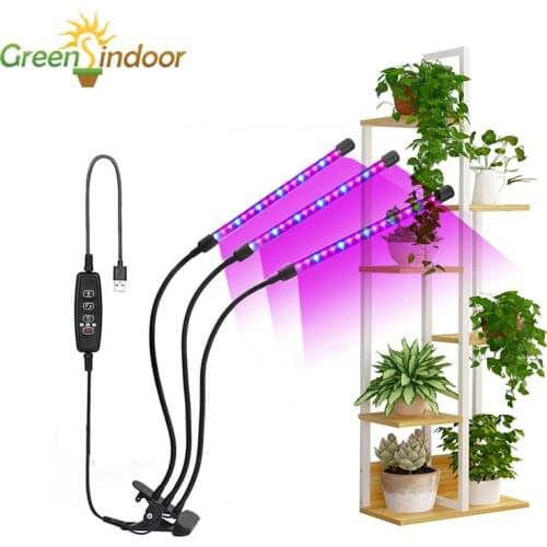 Indoor Plant LED Grow Light Phyto Lamp For Plants Full Spectrum Timer Grow Lights For Succulents Seedlings Home Flower Plant Led