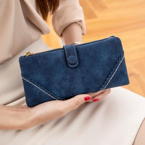 Fashion Luxury Brand Women Wallets Scrub Leather Wallet Female Coin Purse Wallet Women Card Holder Wristlet Money Bag Small Bag