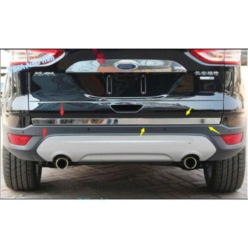 Lapetus Car Styling Rear Tail Behind Trunk Strip Cover Trim Fit For Ford Kuga / Escape 2013 2014 2015 / Stainless Steel