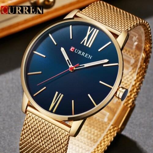 CURREN Top Brand Mens Watches Luxury Quartz Casual Watch Men Stainless Steel Mesh Clock relogio masculino Drop Shipping
