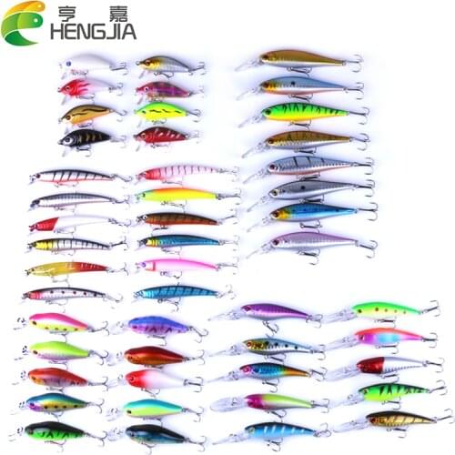 48pcs/Lot Fishing Lures Set Mixed 5 Models Minnows Bait Artificial Make Bass Crankbaits High Quality Wobblers Fishing Tackle