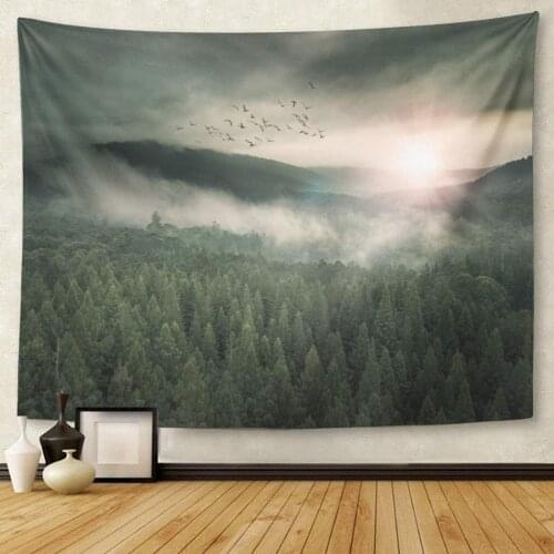 Green Movie Epic Fantasy Landscape Sci Sky Birds Bright Tapestry Wall Hanging for Living Room Bedroom Dorm 50x60 inches