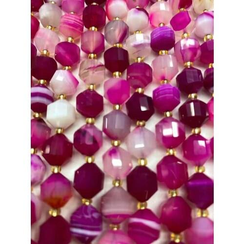 Natural stone red agate lantern beads cut face corner beads DIY crystal semi-finished accessories accessories 38 cm long