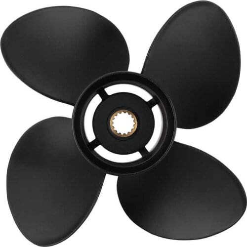Stainless Steel Propeller 13x17 RH Outboard Propeller 4 Blades Aluminum Alloy Fit for Johnson 40-140HP 2-Stroke Engine