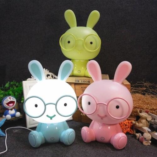 Rabbit Night Light Cute Gift For Children Home Baby Room Bedroom Decor Led Bedside Table Lamp Pulg In Touch Dimming Night Lamps