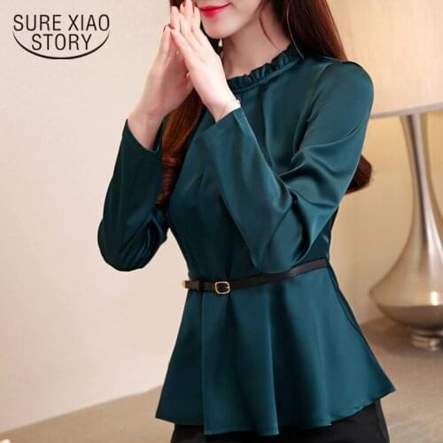 2019 new spring ladies long-sleeved shirt and O-neck with a slim waistband to show the elegant atmosphere women blouse 2033 50