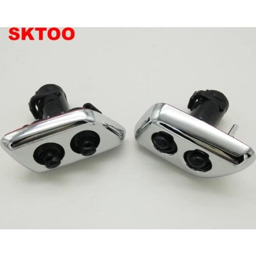SKTOO Pair Headlight Lamp Washer Front Bumper Water Spray Nozzle Water Jet Cap JetSpray For Chrysler 300C 2005-2007 Black Chrome