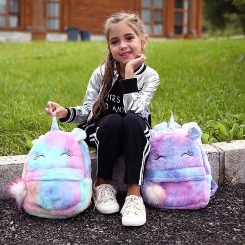 Plush Unicorn Backpack Childrens Cartoon School Bag Cute Unicorn Bag Mini Unicorn Backpack Bags Mini Pink Back Pack Schoolbag
