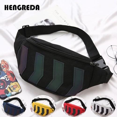 Canvas Waist Pack Fanny Bag with Eerphone Hole Reflective Strip 2020 Men Women Belt Bags Hip Bum Waistbag Travel Phone Pouch