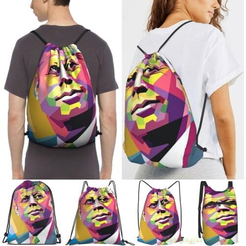 John F Kennedy In Wpap Women Drawstring Sackpack Gym Bags Men Outdoor Travel Backpacks For Training Fitness Swimming Bag
