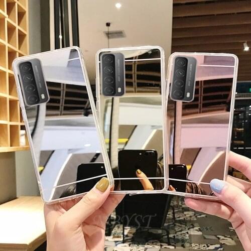 For Huawei P Smart 2021 3D Fashion Mirror Silicone Case For P Smart 2021 Y7A Soft TPU Shockproof Back Cover Bling Plating Fundas