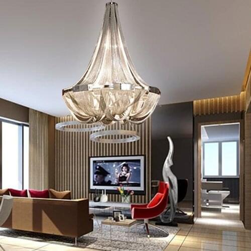 Nordic Postmodern Club Hotel Lobby Living Room Restaurant Bedroom Simple Creative Large Air Su Aluminum Chain Chandelier