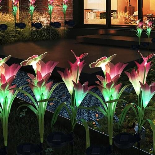 Led Solar Lawn Lamp Colorful Flower & Butterfly Lily Light Waterproof Garden Decorative Lamp Solar Power Yard Lawn Path Wedding
