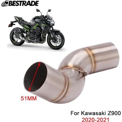 Z900 Mid Pipe For Kawasaki Z900 2020 2021 Motorcycle Exhaust Middle Connect Link Tube Slip On 51mm Muffler Tube Stainless Steel