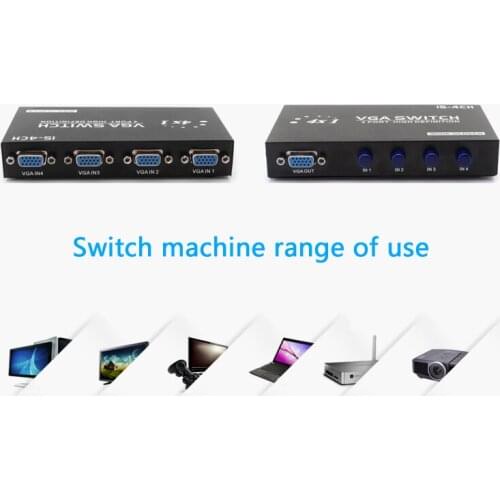 VGA Video Switch 4 IN 1 OUT 4 Hosts 1 Display 4 Way share for PC Laptop Desktop PC Monitor converter 15HDF HOT SALE