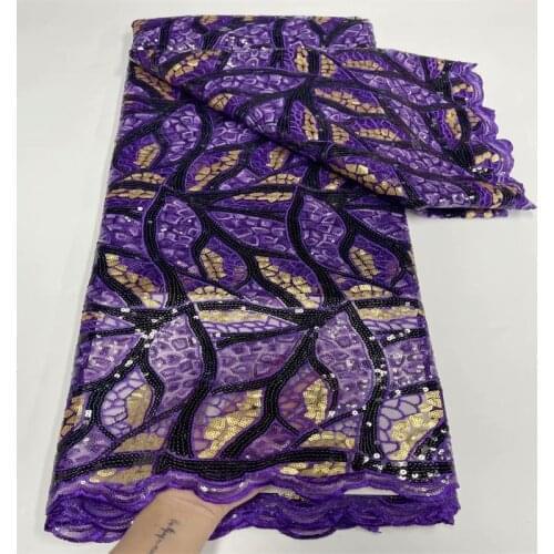 High Quality Lace New Sequin Lace 2021 Purple Latest Bridal Materials Dresses Fabric Sequence Lace for Nigerian Party Wedding