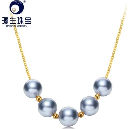 YS 18k Solid Gold Saltwater Cultured 8-9mm Akoya Hanadama Pearl Necklace