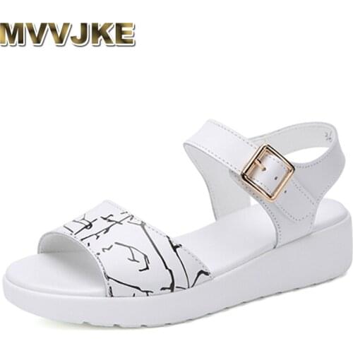 MVVJKE Genuine Leather Women Flat Shoes Platform Sandals Shoes Ladies Silver Sneakers Shoe2020Summer Fashion Platform High Heel